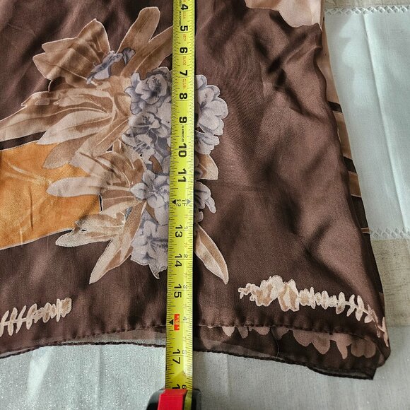 Vintage Silk Brown Floral Scarf - Picture 6 of 7
